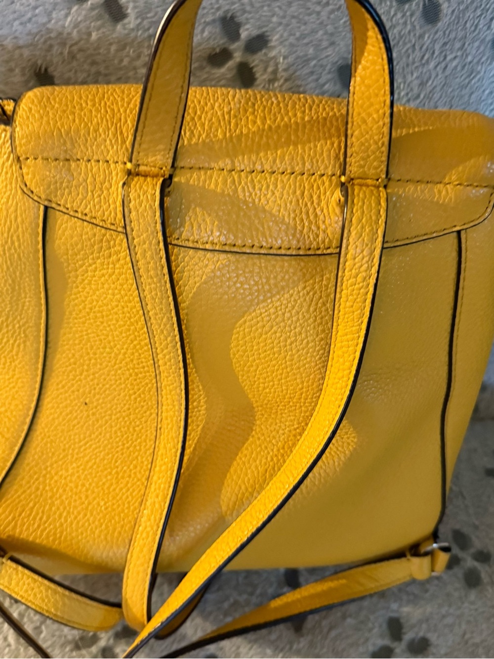 kate spade Yellow Pebbled Leather Drawstring Backpack - Picture 4 of 7